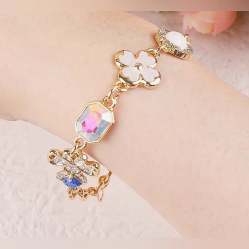 Stunning Nordstrom 14kKT Dip Gemstone Clover Good Luck bracelet - Picture 4 of 4